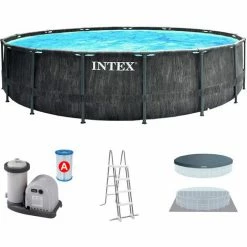 Intex 26744 Greywood Prism Frame Pool Set Ø549x122cm Pumpe Leiter Abdeckplane