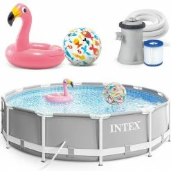 INTEX Metal Prism Frame Swimming Pool 305x76 Cm Schwimmbecken Mit Pumpe 26702