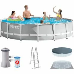 Intex 26720 Prism Frame Swimming Pool Set Ø427x107cm Pumpe Leiter Abdeckplane