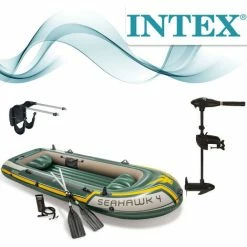 Intex Motorbootset Schlauchboot Seahawk 4 Heckspiegel Elektromotor