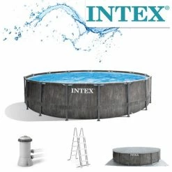 Intex Premium Frame Pool Set Prism Greywood Ø 457 X 122 Cm